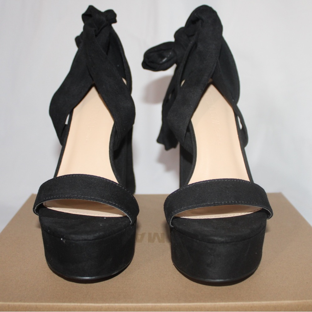 NEVER WORN:PLATFORM BLACK LACE UP HEELS | SIZE: 6